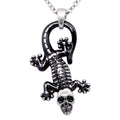 Gothic Skull Gecko Pendant Necklace Stainless Steel