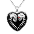 Gothic Skull Heart Necklace Sterling Silver Pendant