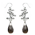 Grapevine Silver Drop Earrings With Smoky Quartz Teardrop
