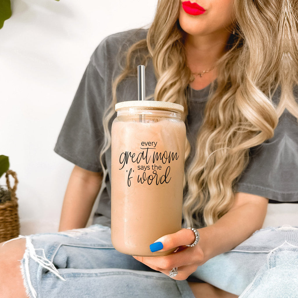 Every Great Mom 17oz Glass Tumbler With Bamboo Lid And Stainless Straws Gift For Mom