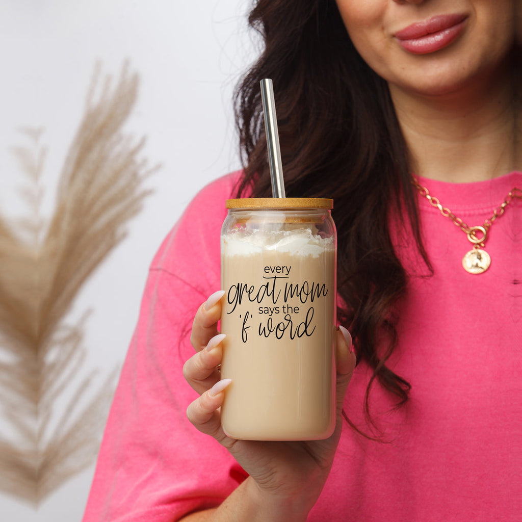 Every Great Mom 17oz Glass Tumbler With Bamboo Lid And Stainless Straws Gift For Mom