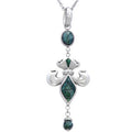 Green Marble Pendant Necklace Sterling Silver Statement