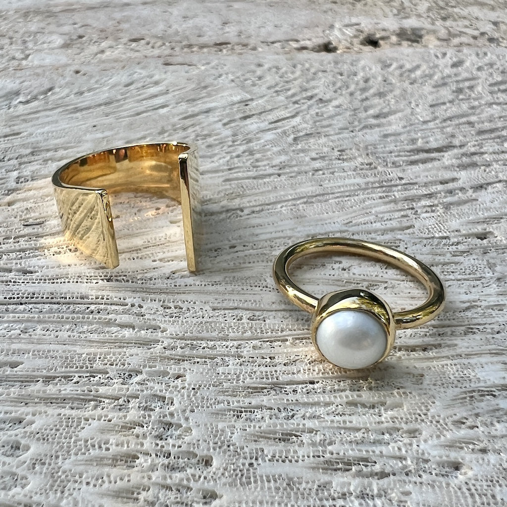 Bombshell Bullet Casing Ring - Handcrafted Recycled Stackable Gold Plated