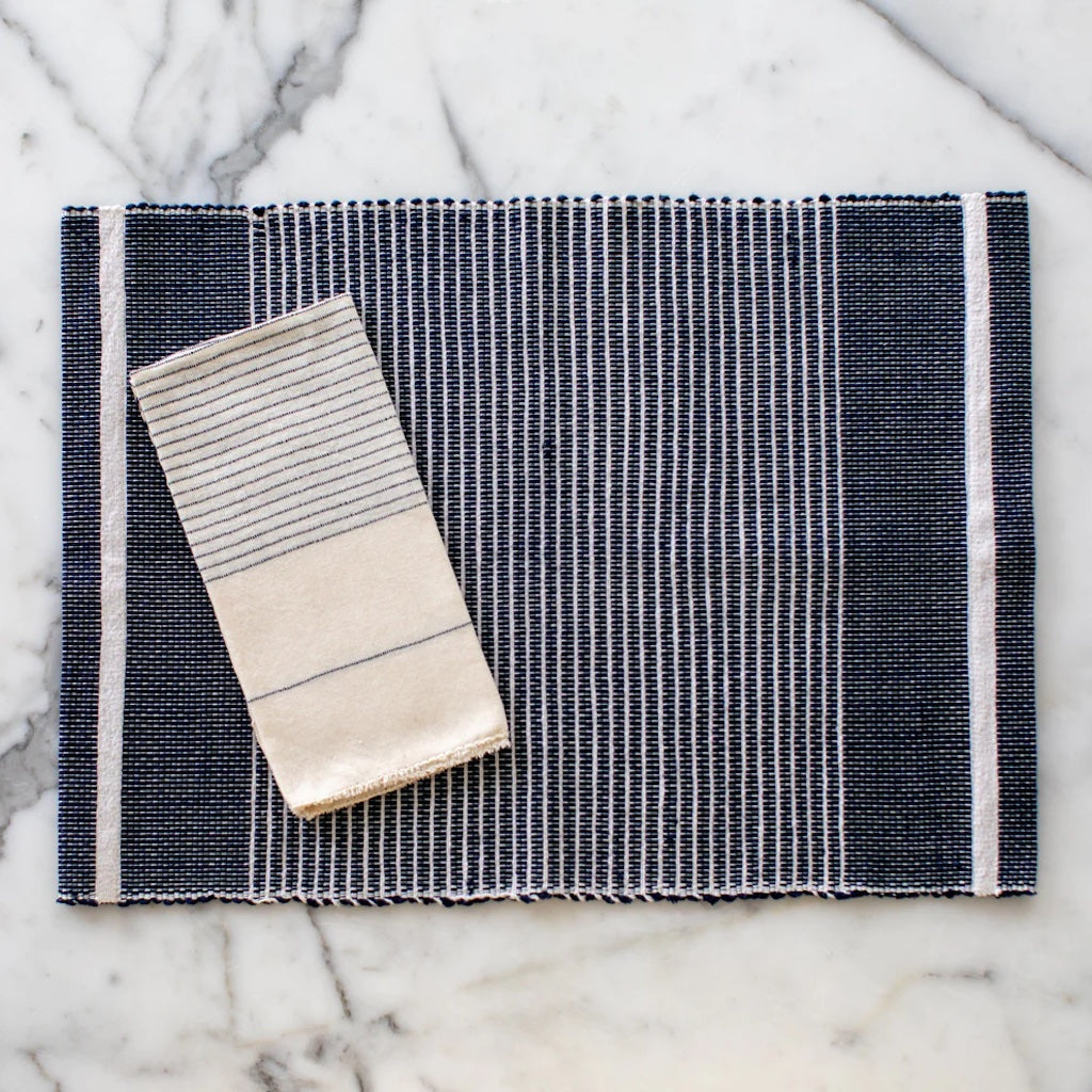Handloom Ethiopian Striped Placemats Set Artisan Woven Cotton Dining Mats