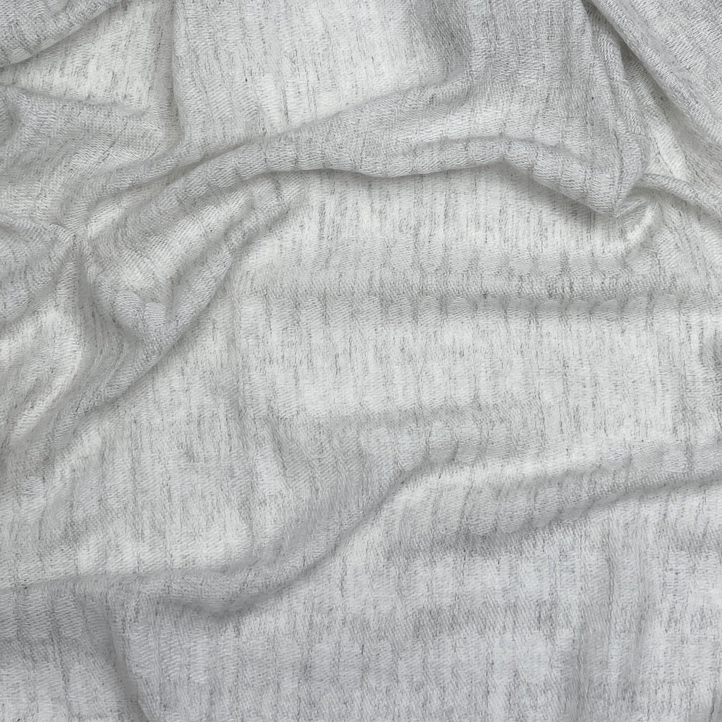Handwoven Wool Scarf Marled Dot Gray Eyelash Fringe All-Season Soft