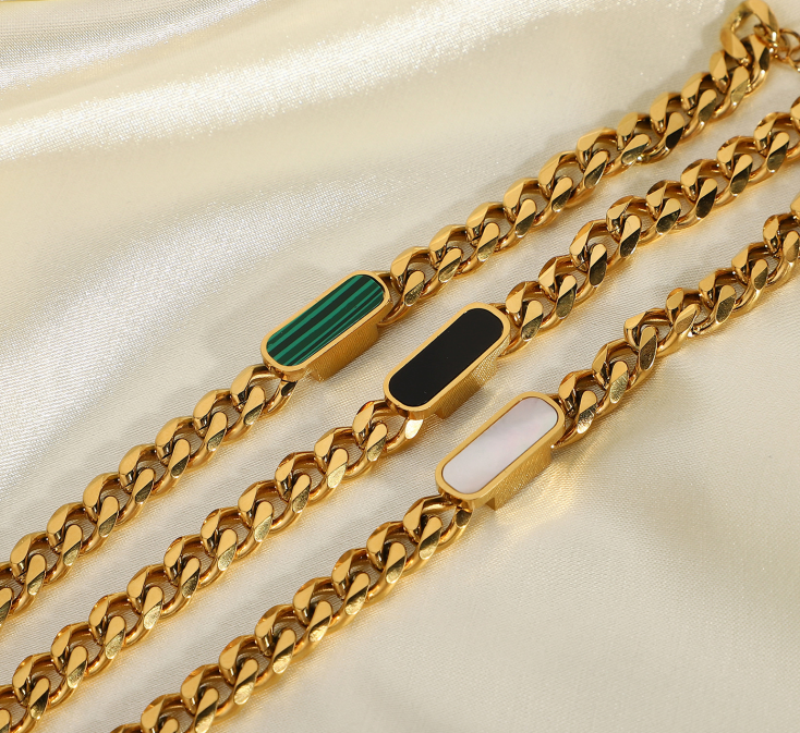 Hayden Gold Chain Bracelet With Mystic Black Inlay Slim