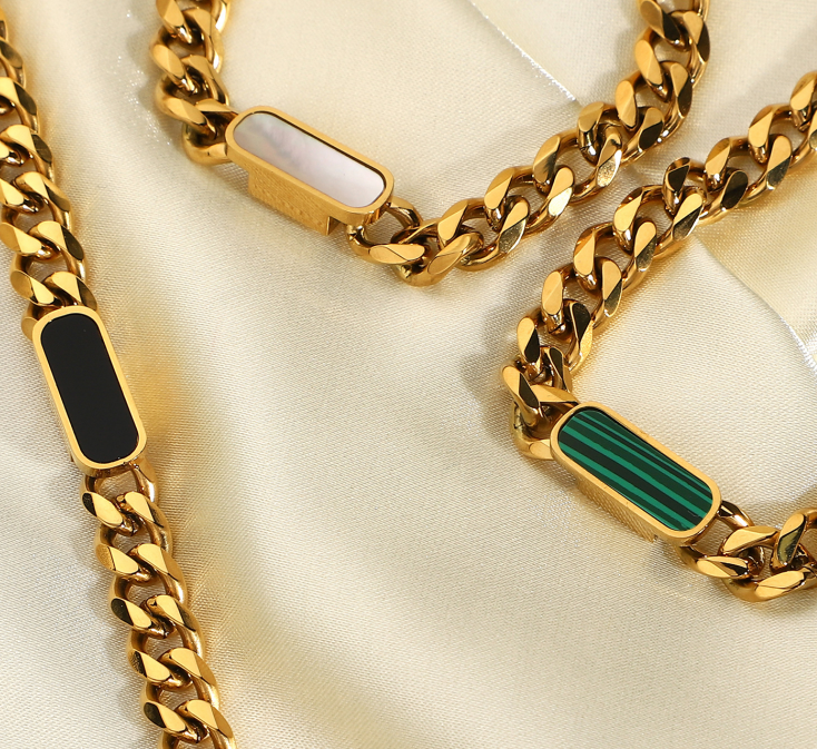 Hayden Gold Chain Bracelet With Mystic Black Inlay Slim