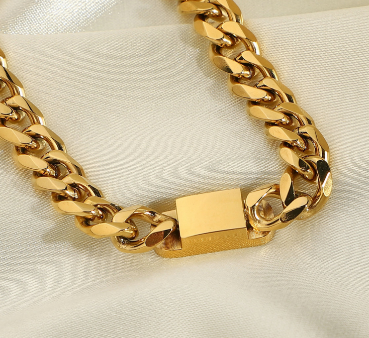 Hayden Gold Chain Bracelet With Mystic Black Inlay Slim