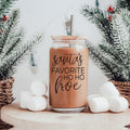 Holiday Santa Ho Ho Hoe 17oz Glass Tumbler With Bamboo Lid Stainless Straws And Straw Cleaner