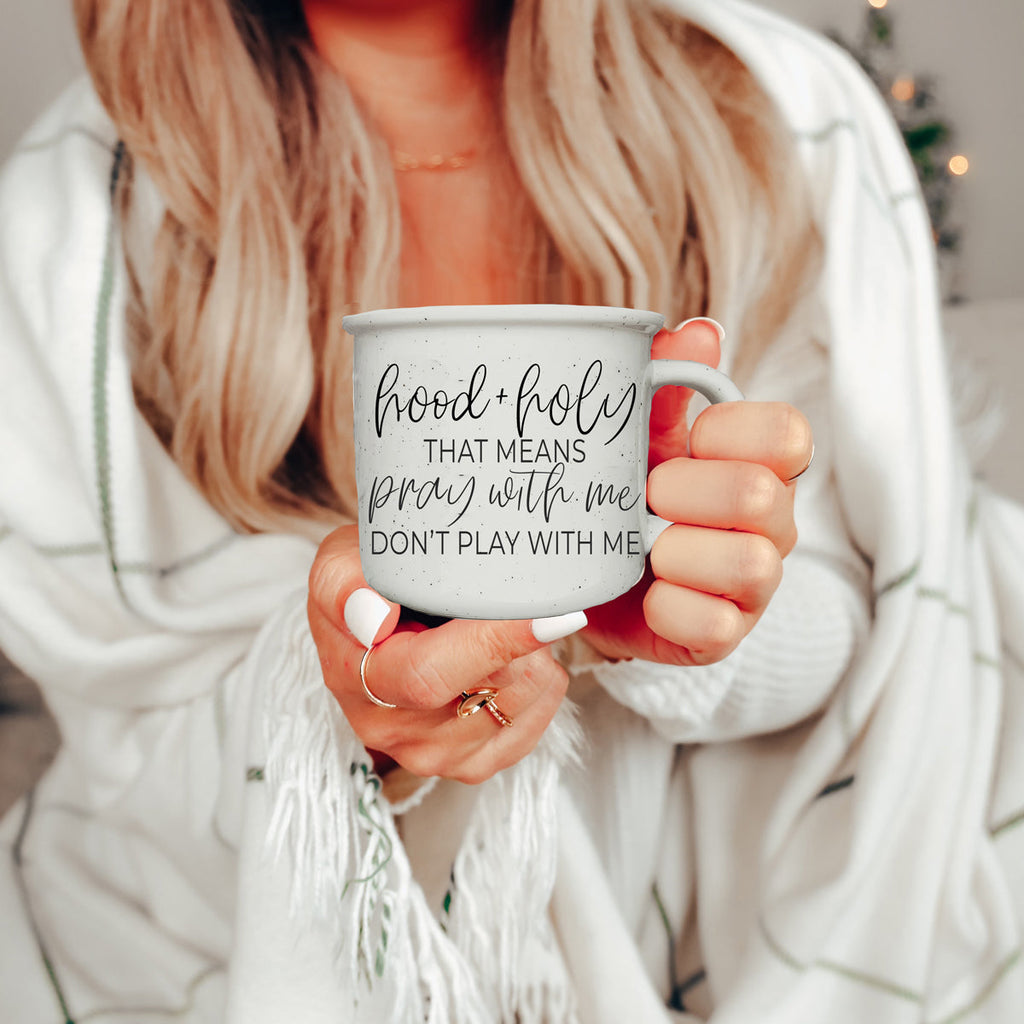 Hood Holy 14.5oz Speckled Ceramic Campfire Mug, Ivory Glaze, Microwave Safe