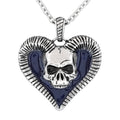 Horned Skull Heart Necklace Gothic Silver Pendant Chain