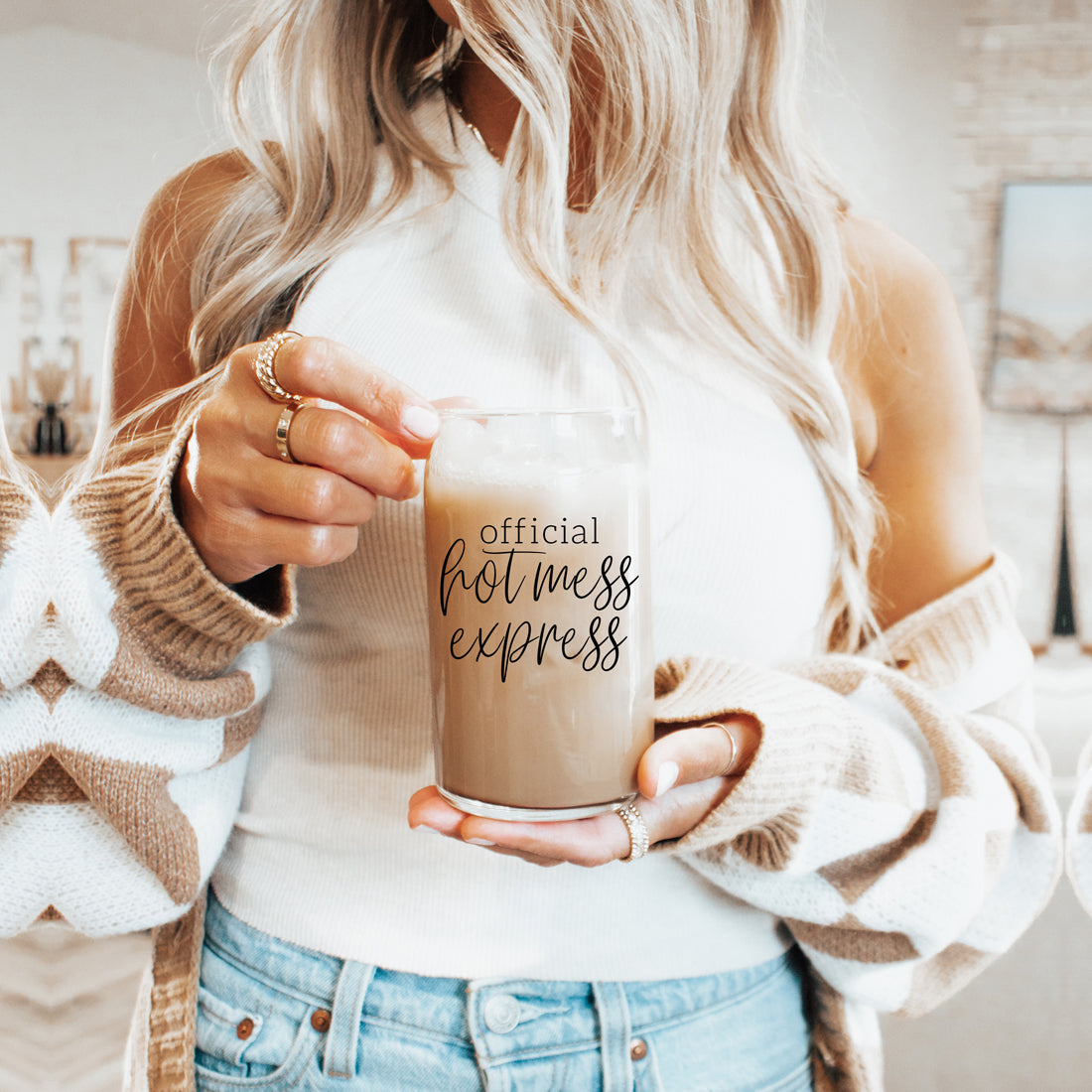 Hot Mess 17oz Glass Tumbler With Bamboo Lid, 2 Stainless Straws and Cleaner