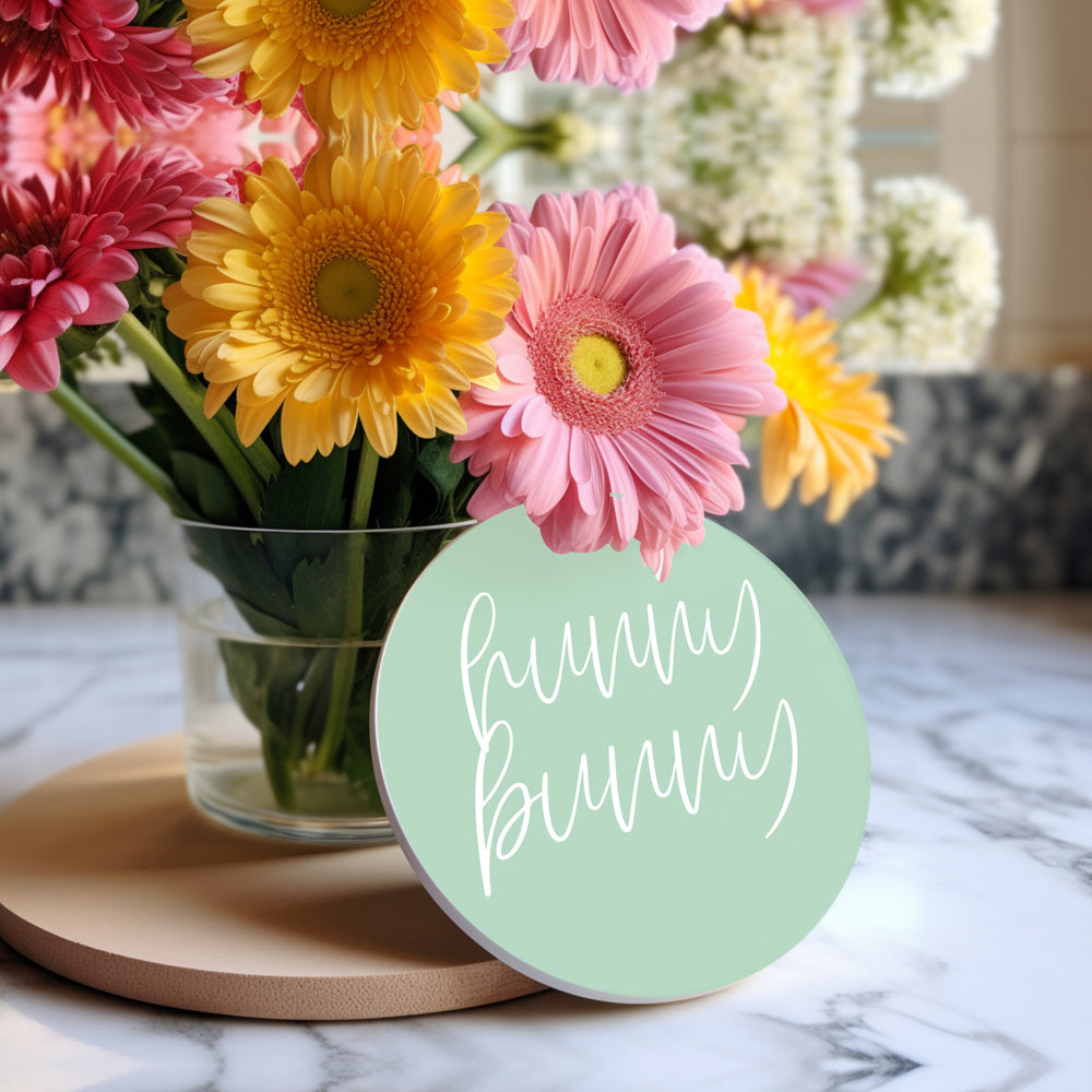Easter Spring Ceramic Coasters 4in Set Cute Floral Bunny Drink Table Coasters