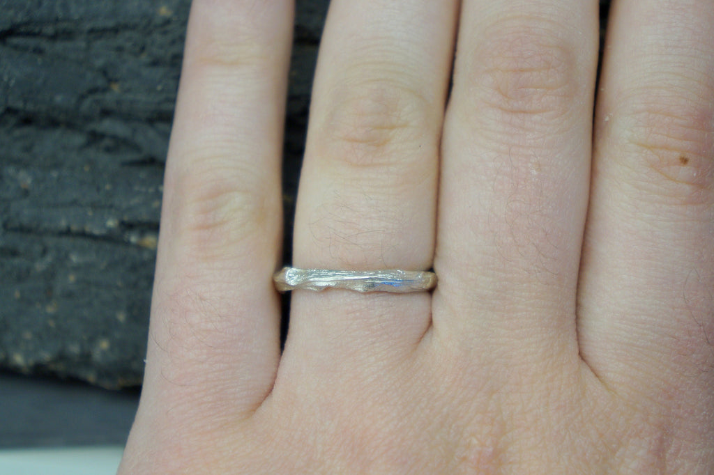Sterling Silver Branch Ring - Real Palm Leaf Texture