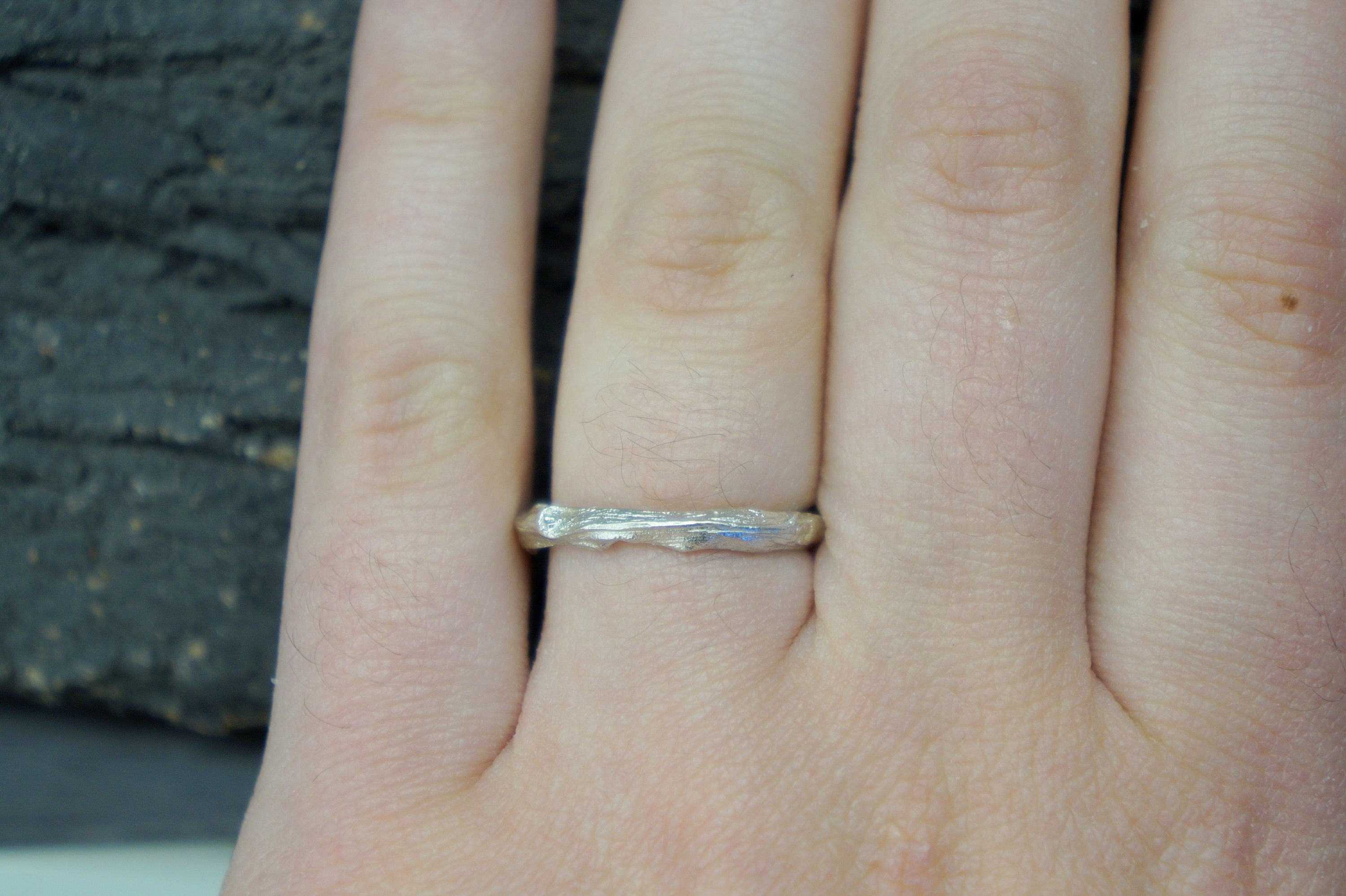 Sterling Silver Branch Ring - Real Palm Leaf Texture