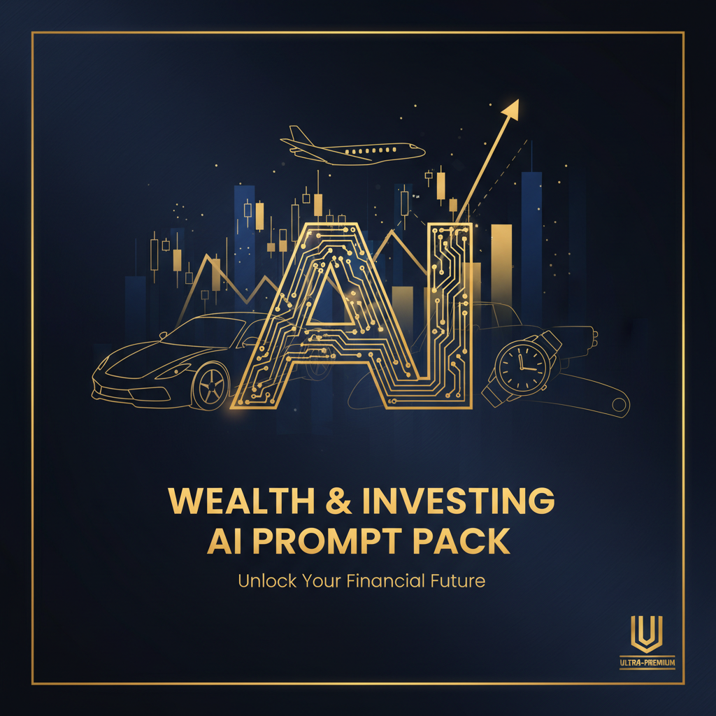 Wealth and investing AI prompt pack cover with gold and navy design