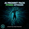 Fitness AI Prompt Pack digital product cover with athlete silhouette and AI design