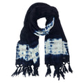 Indigo Stripe Cotton Scarf Oversized Lightweight Hand-Dyed Travel Wrap