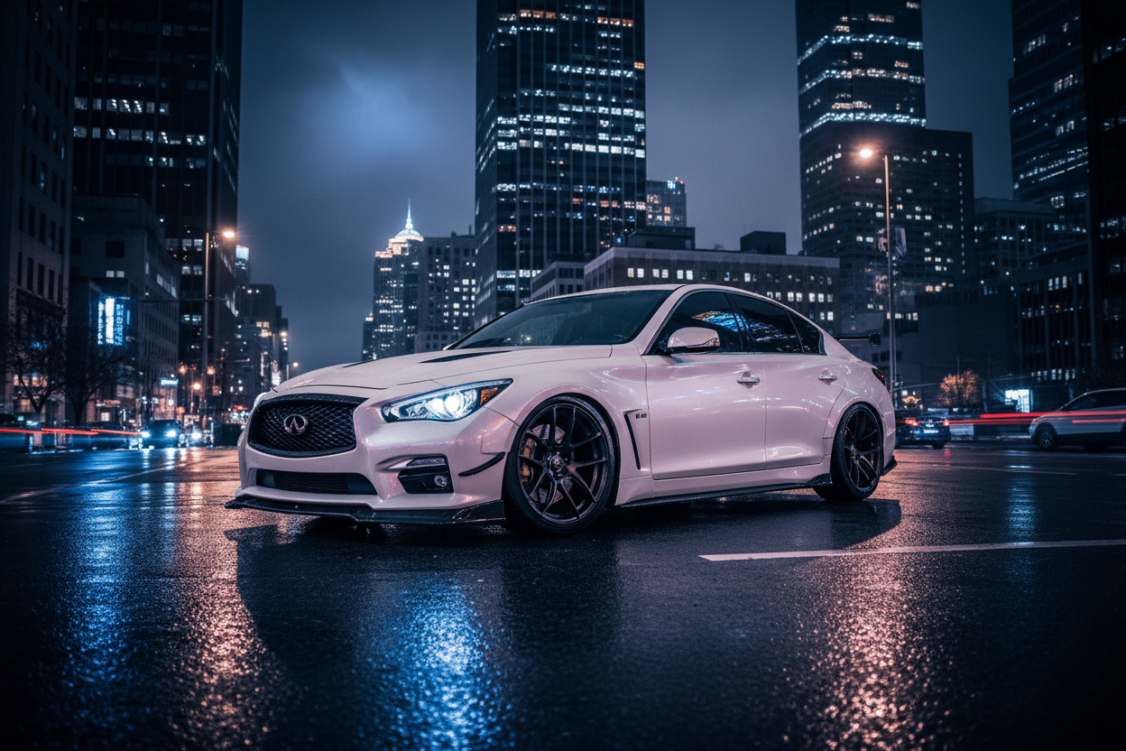 Infiniti Q50 Pearl White Night City