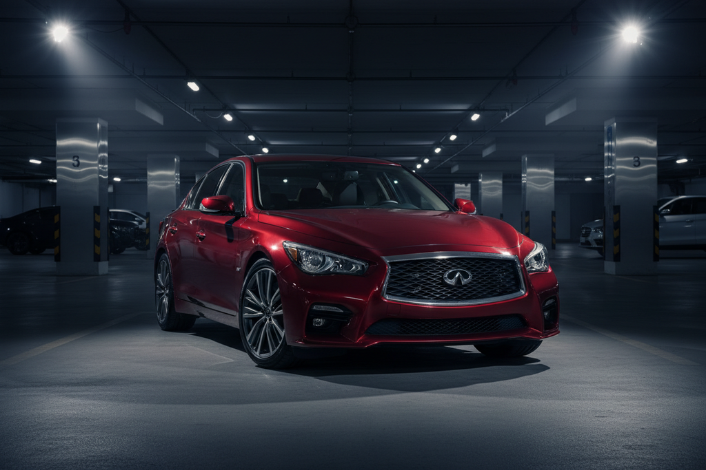 Infiniti Q50 Red Sport Garage