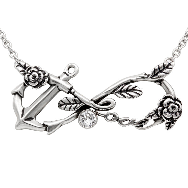 Infinity Anchor Necklace Sterling Silver Flower Chain