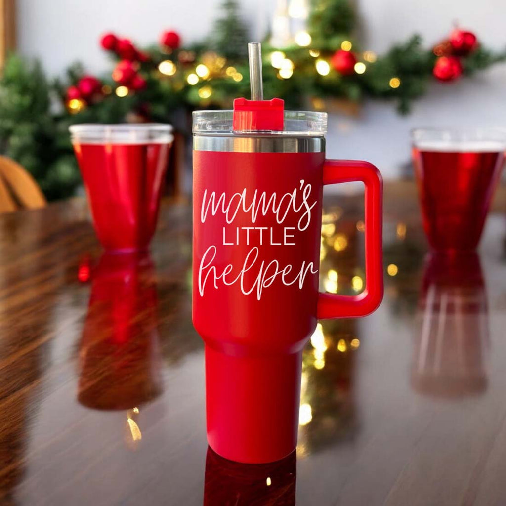 Insulated 40oz Travel Mug With Handle Lid And Straw, Green Option, Mom Gift