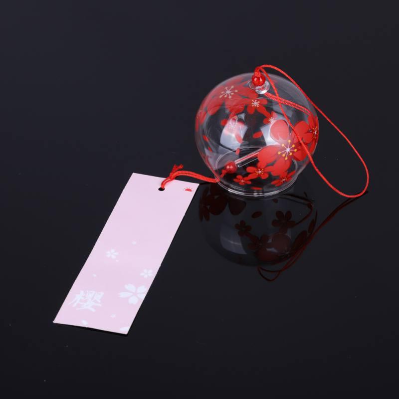 Japan Style Hand-paint Sakura Glass Wind Chimes Creative Gifts Painted Window & Door Hanging Bells Decorations Hanging Wind Chime Pendant Label Chimes Wind Bells Gift For Mom Home