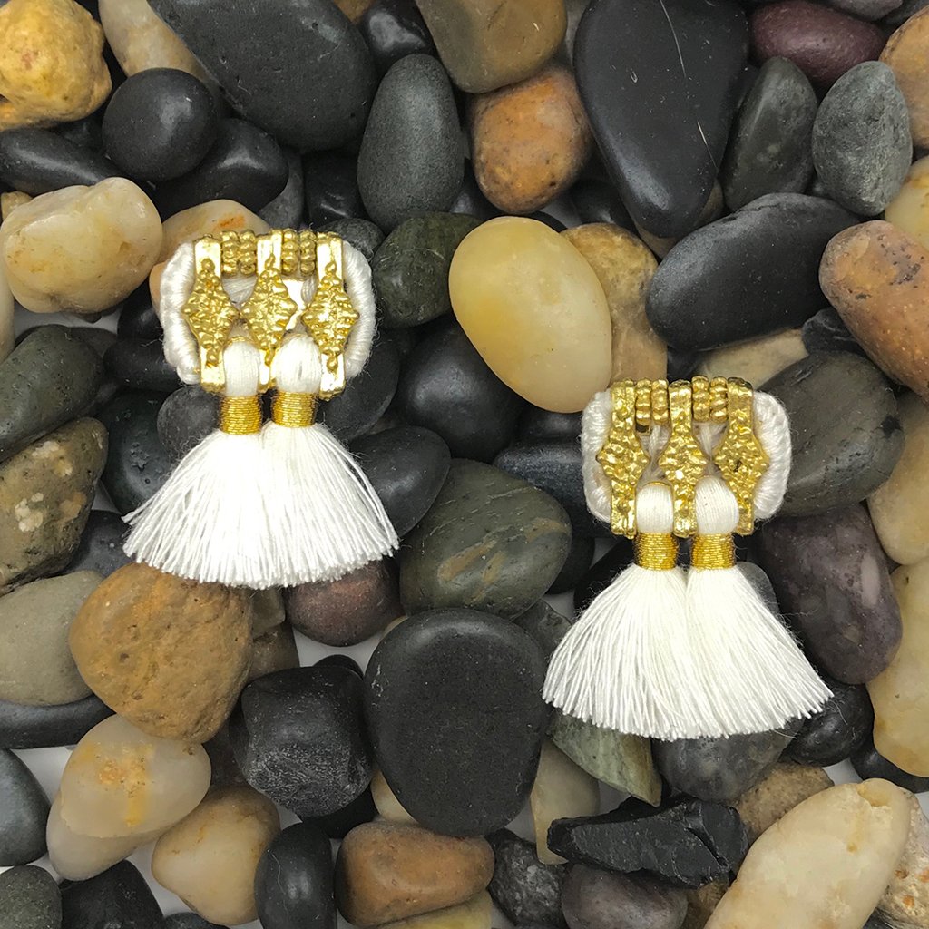 Jhumka Tassel Earrings Boho Handmade Cotton Tassels Zinc Alloy 4 Colors