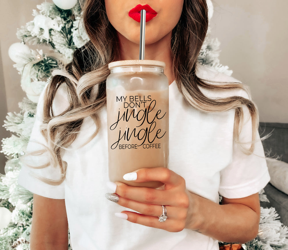 17oz Glass Tumbler With Bamboo Lid And Stainless Straws - Coffee Lover Gift