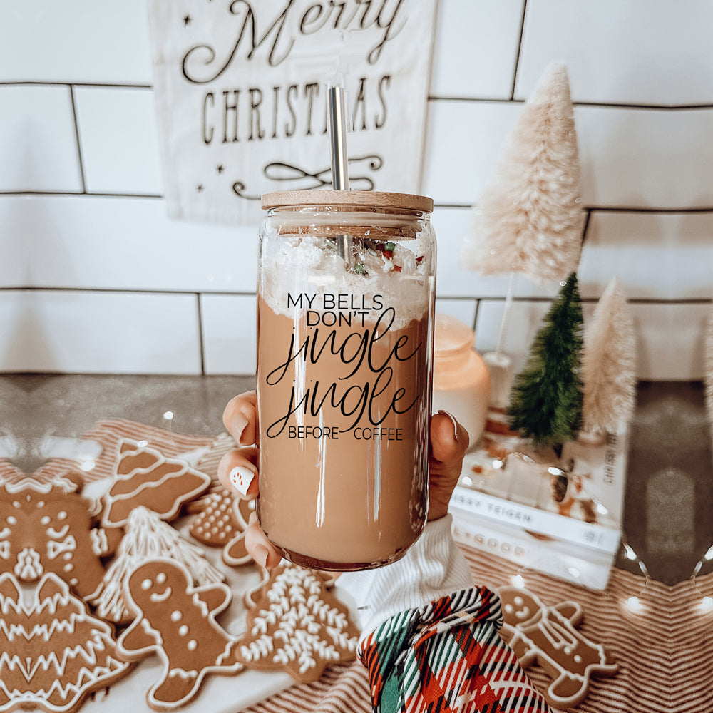 17oz Glass Tumbler With Bamboo Lid And Stainless Straws - Coffee Lover Gift