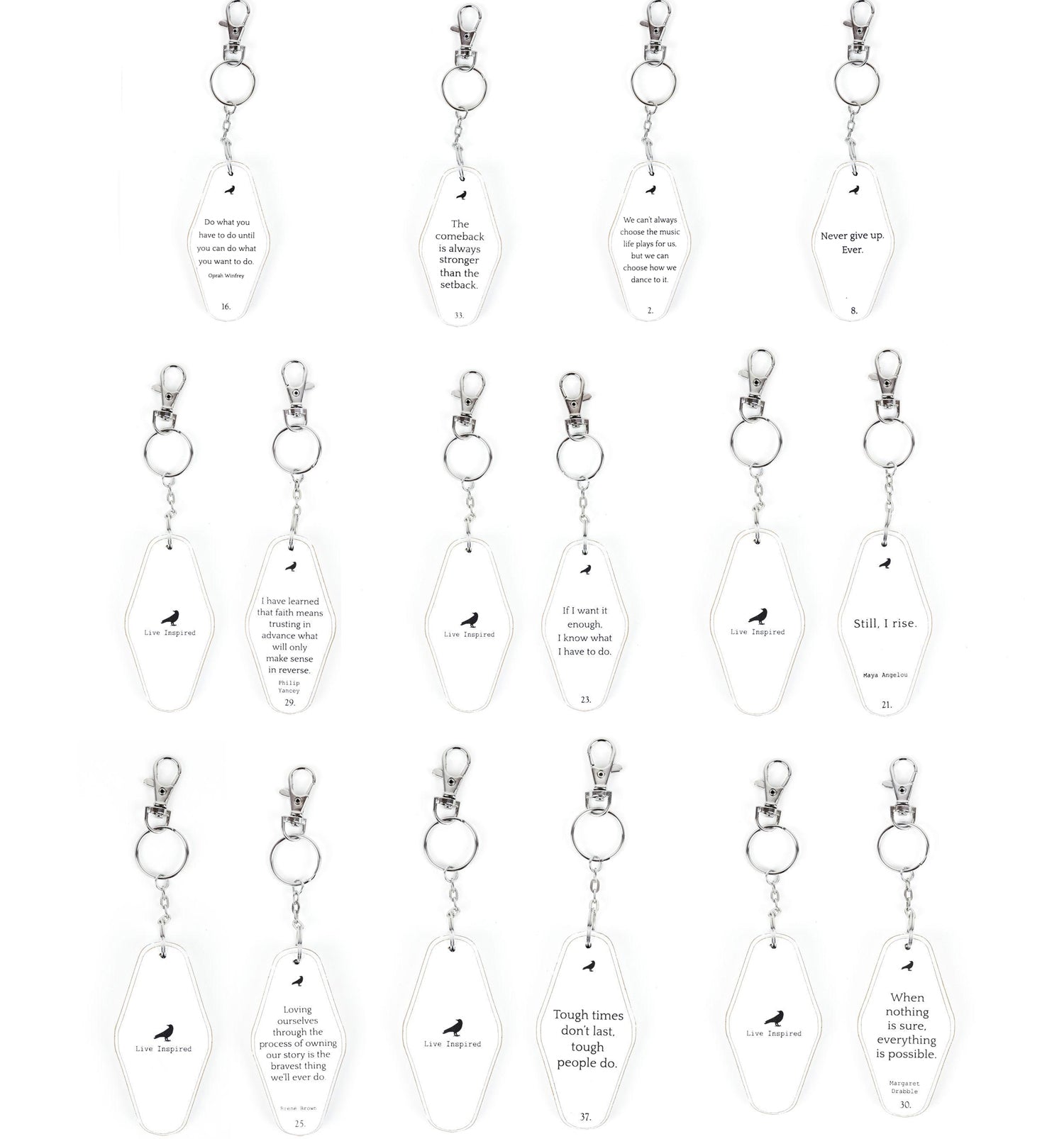 Wooden Inspirational Key Chains Reversible Heavy Duty Motivational Quotes Keyring Set 10 Plus Styles