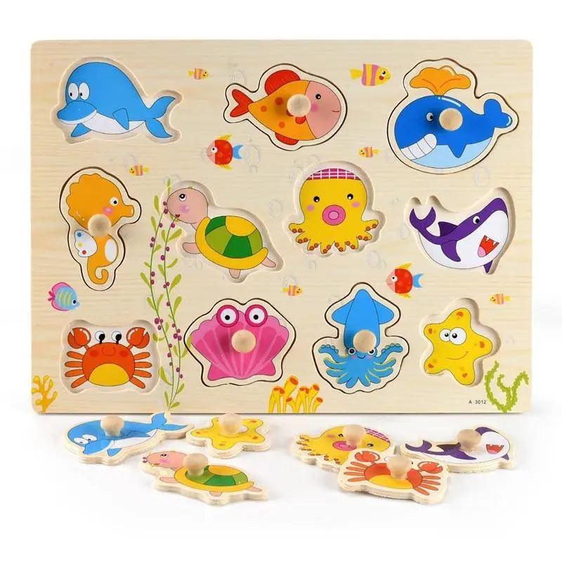 Kids 3D Puzzle Wooden Toys Colorful Geometry Shape Cognition Wood Puzzle Children Early Learning Educational Montessori Toys