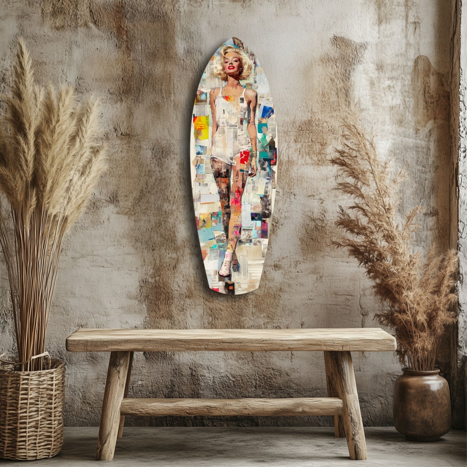 Marilyn in Vintage Swim Suit Glass Wall Art