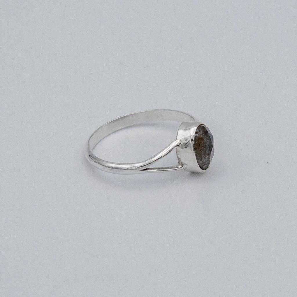 Labradorite Sterling Silver Ring Oval Stone Boho Adjustable