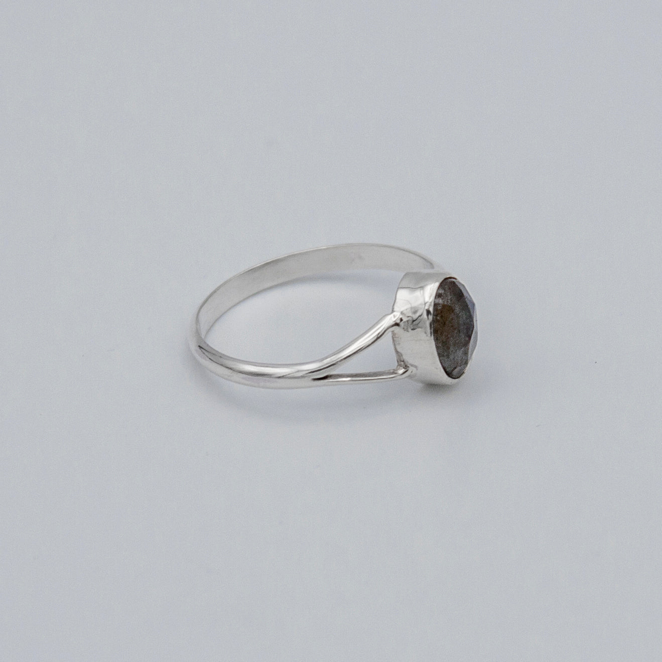 Labradorite Sterling Silver Ring Oval Stone Boho Adjustable