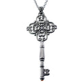 Large Antique Silver Filigree Key Necklace Pendant