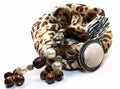 Leopard Print Pendant Scarf With Beads Tassel Accent