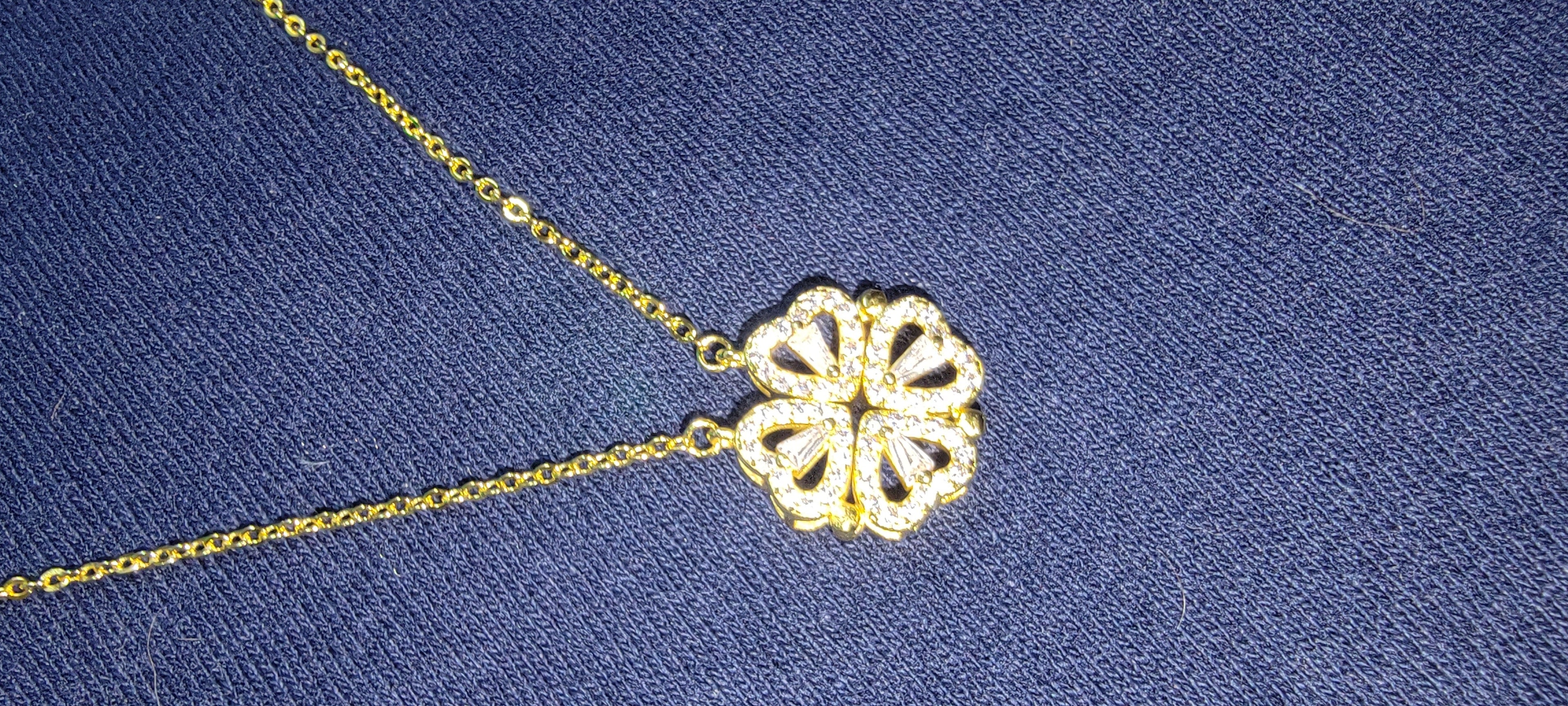 Lucky Clover Four Leaf Heart Necklace Gold Plated Pendant