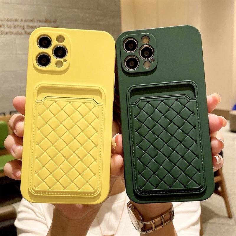 Luxury Colorful Card Holder Wallet Case For iPhone 14 13 11 12 Pro Max Mini 14 Plus Soft Silicone Purse Cover  Silicone Case with Card Holder Compatible with iPhone