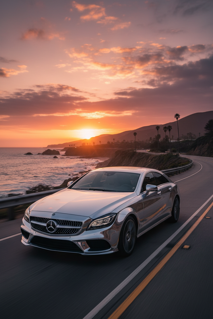 Mercedes CLS Coastal Sunset
