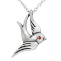 Mini Sparrow Necklace Red Crystal Eye Sterling Silver
