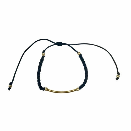 Minimal Cotton Thread Bar Bracelet Adjustable Handwoven Layering Wristband