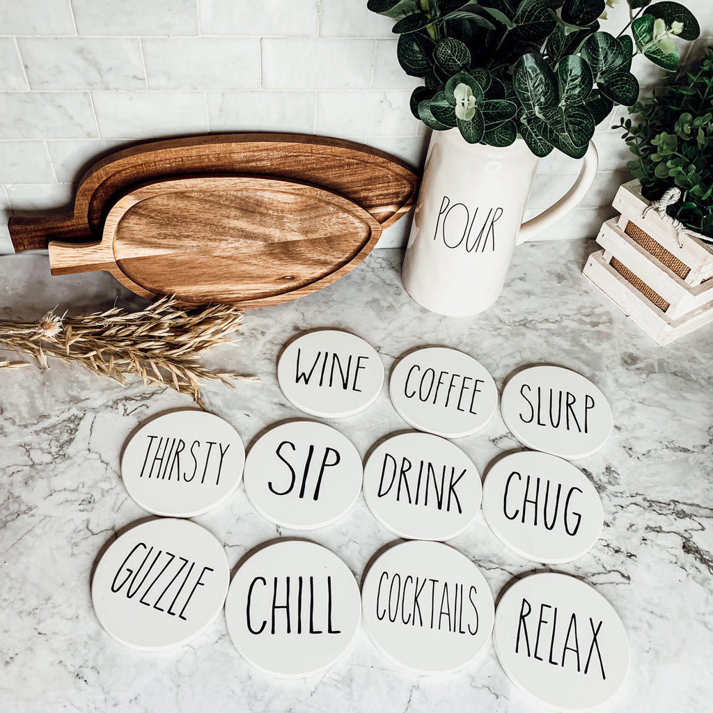 Minimalist Coasters Set - Modern Absorbent Drink Coasters for Home Decor