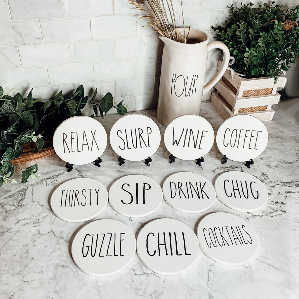 Minimalist Coasters Set - Modern Absorbent Drink Coasters for Home Decor