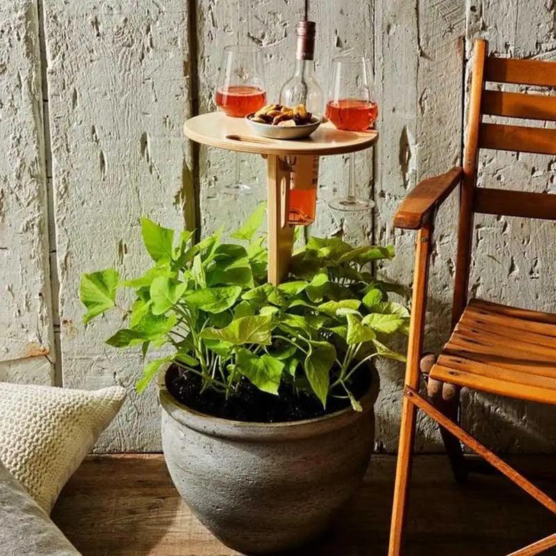 Modern Outdoor Portable Foldable Wood Wine Table With Round Desktop Mini Wooden Easy To Carry Rack Picnic Party Travel Tools Event Romantic Dinner Celebrations Outdoors