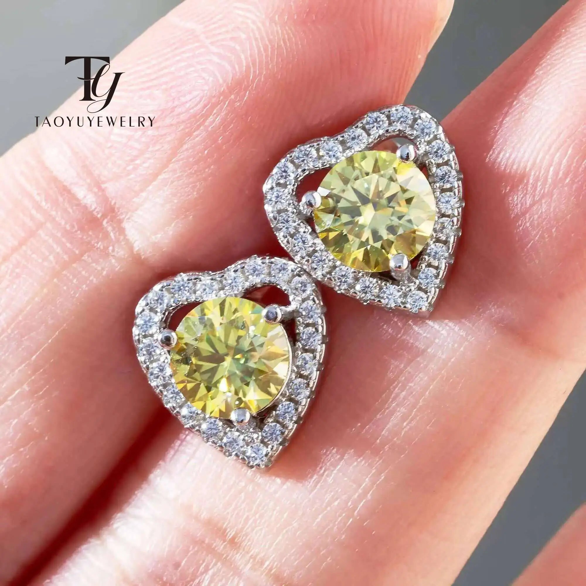Moissanite 2ctw D Color Heart Stud Earrings 1ct Each 925 Sterling Silver