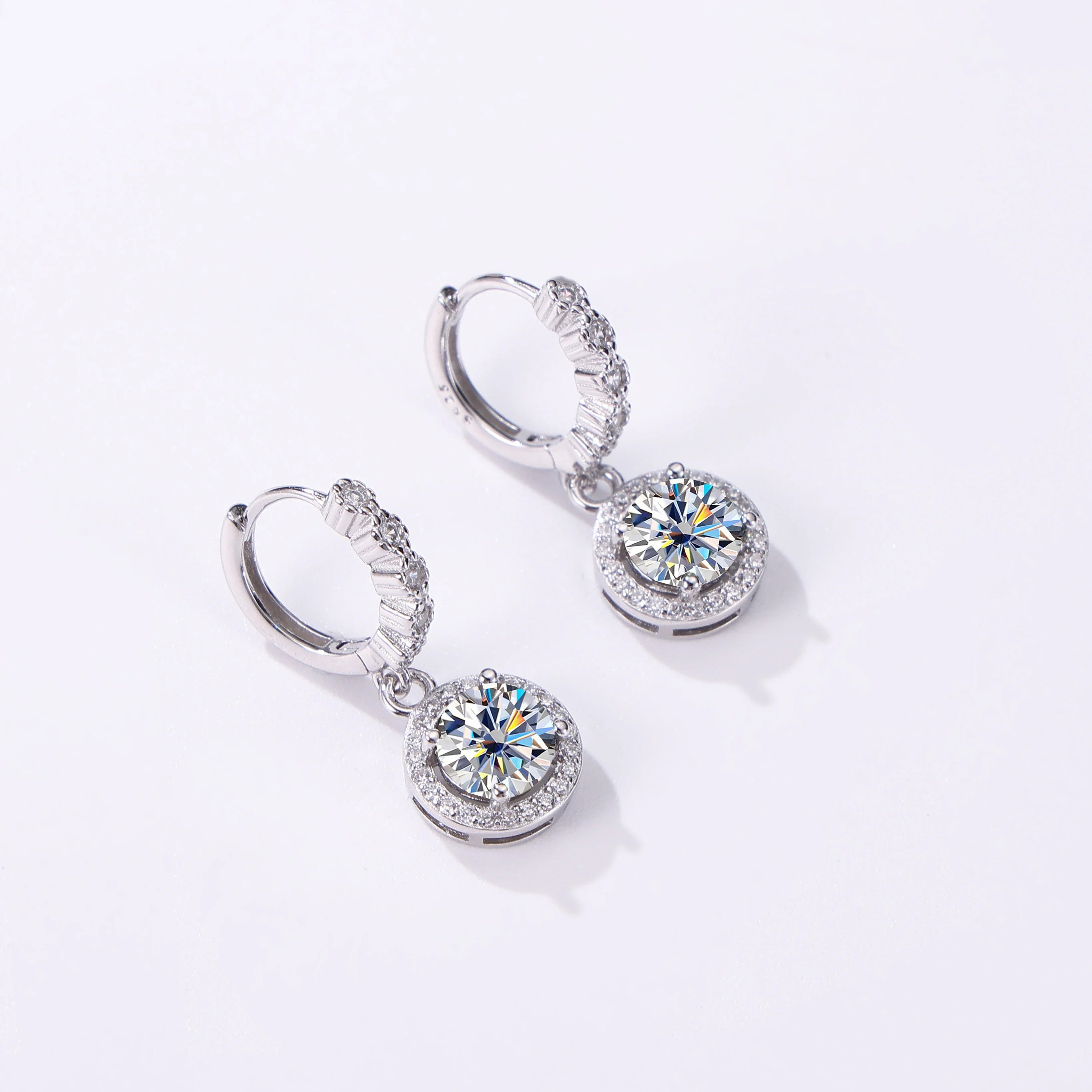 Moissanite 925 Sterling Silver Round D Color Drop Earrings Valentine's Gift