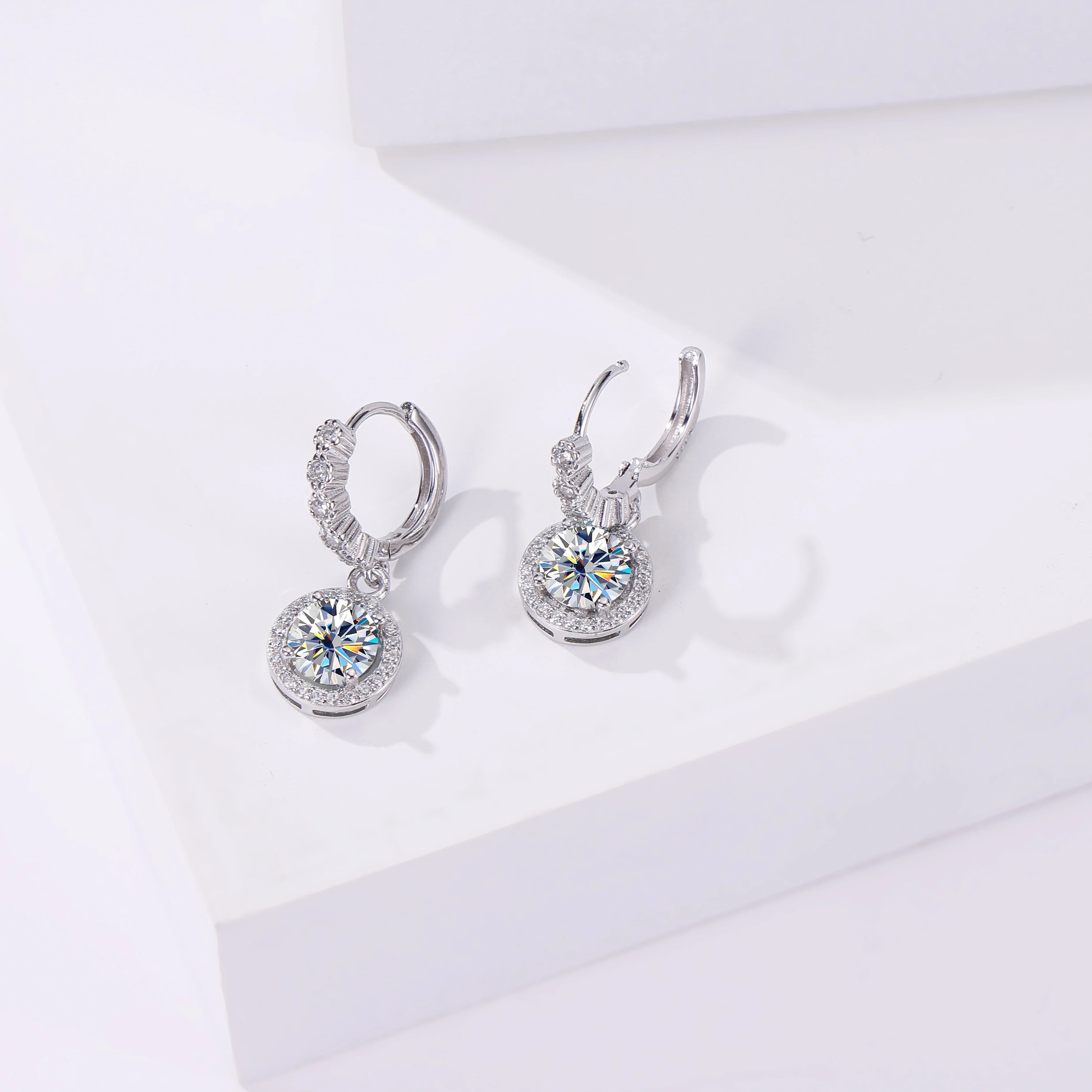 Moissanite 925 Sterling Silver Round D Color Drop Earrings Valentine's Gift
