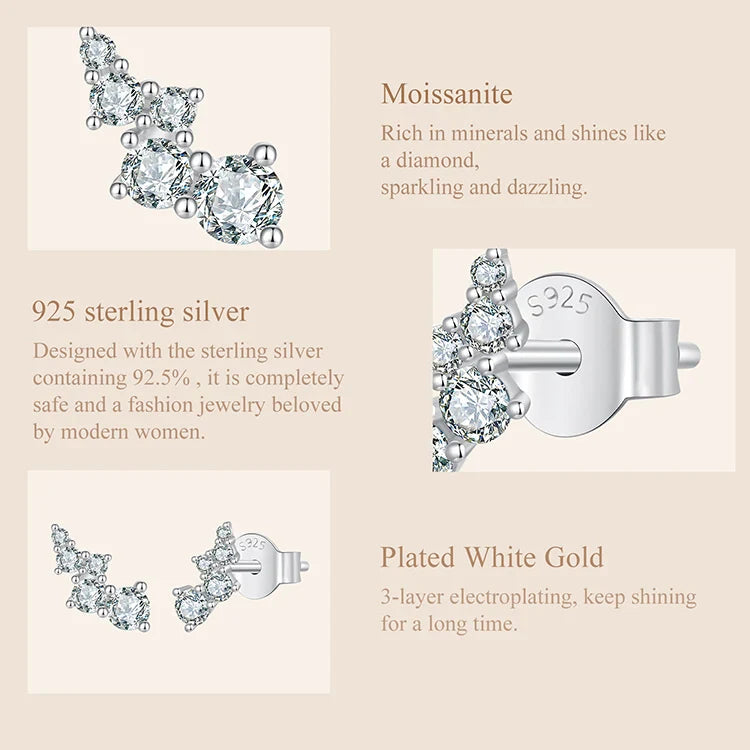 Moissanite Bubble Stud Earrings Geometric VVS1 EX 925 Sterling Screw Back