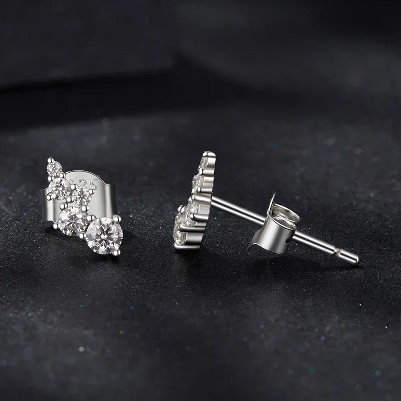 Moissanite Bubble Stud Earrings Geometric VVS1 EX 925 Sterling Screw Back